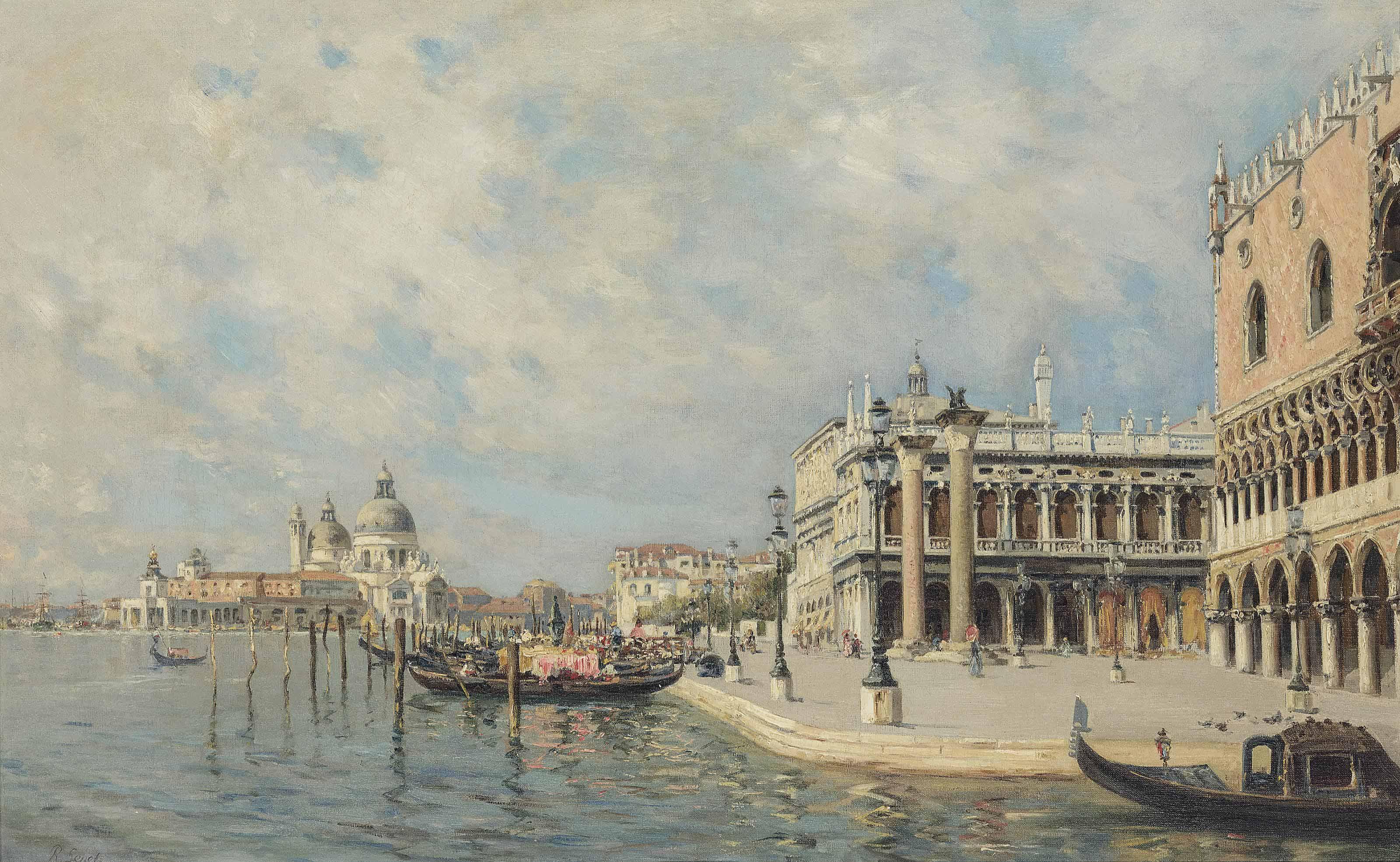 Rafael Senet - View towards St. Mark\'s Square with Santa Maria della Salute in the distance