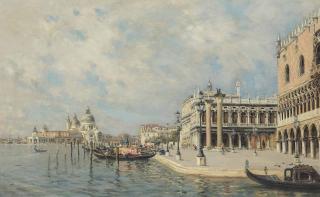 Rafael Senet - View towards St. Mark\'s Square with Santa Maria della Salute in the distance