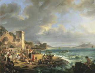 Raffaele Carelli - Tarantella allo Scoglio di Frisio, 1830