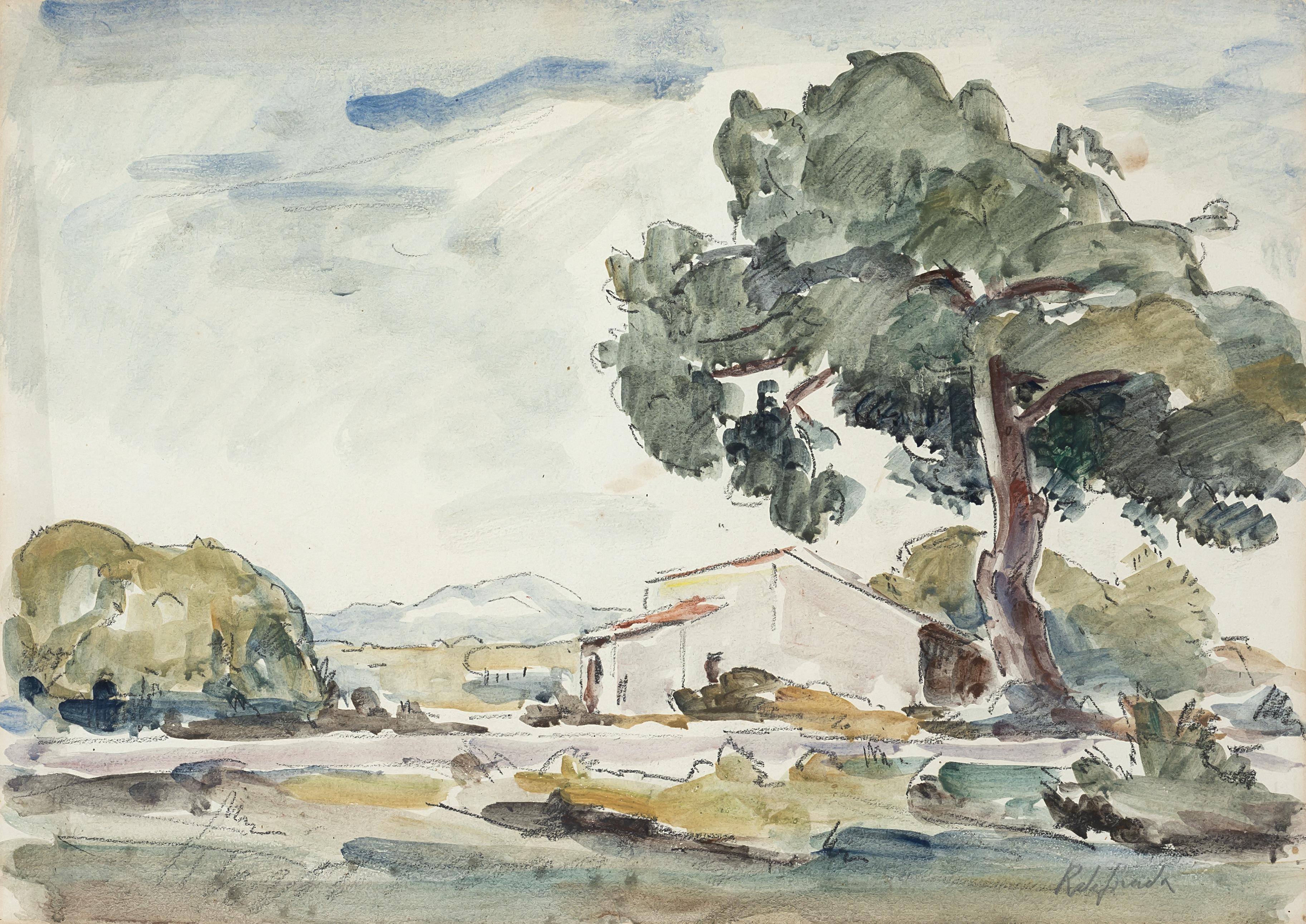 Raffaele De Grada - Entroterra versiliano con le Apuane sullo sfondo