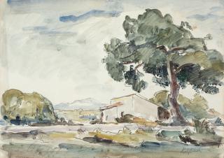 Raffaele De Grada - Entroterra versiliano con le Apuane sullo sfondo