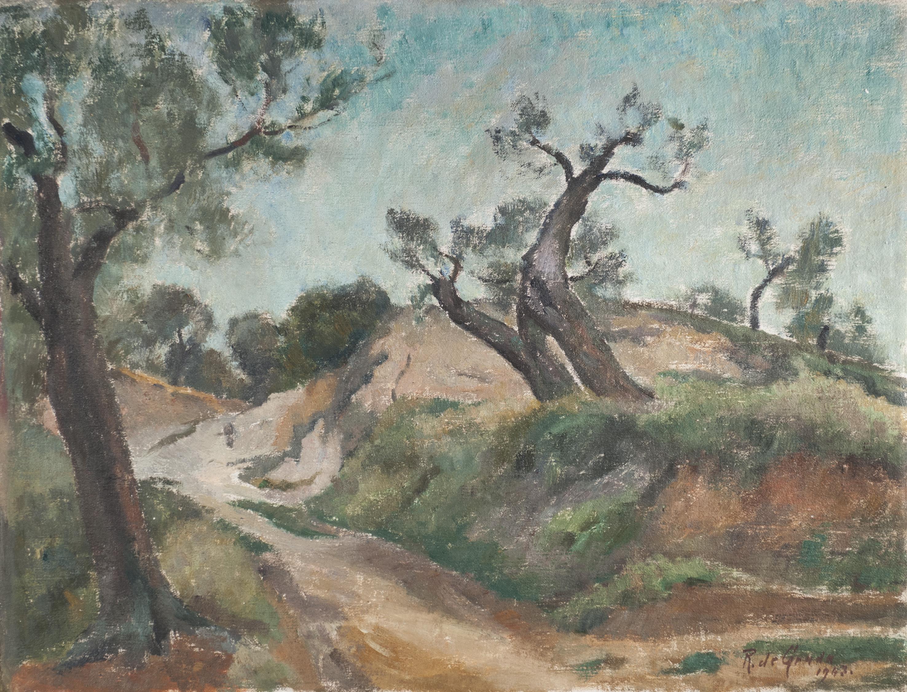 Raffaele De Grada - Paesaggio con alberi