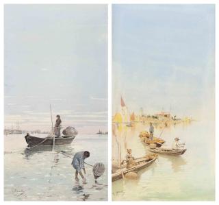 Raffaelle Mainella - Fishing on the Venetian lagoon; and Another similar