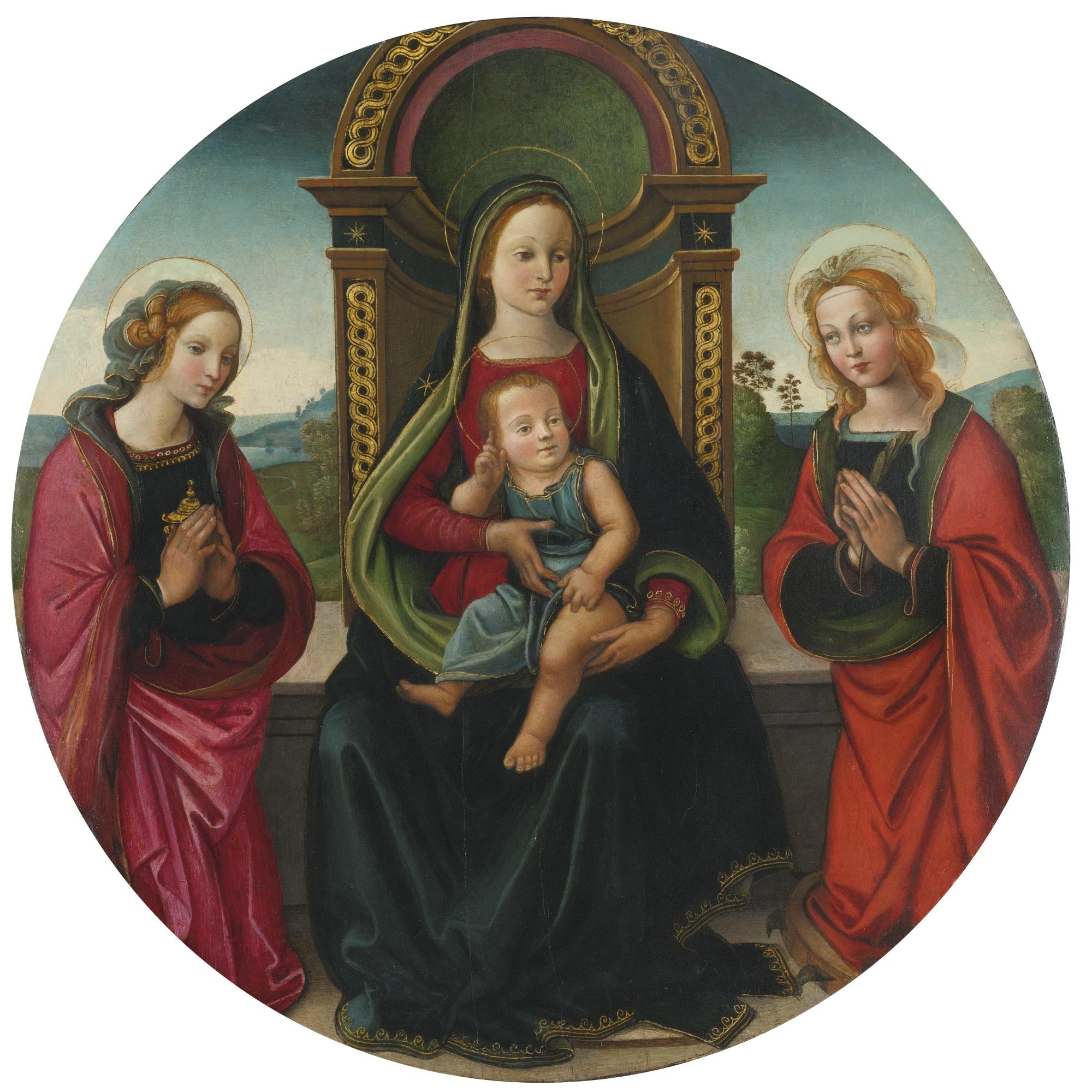 Raffaellino Del Garbo - The Madonna And Child Enthroned With Saints Mary Magdalene And Catherine