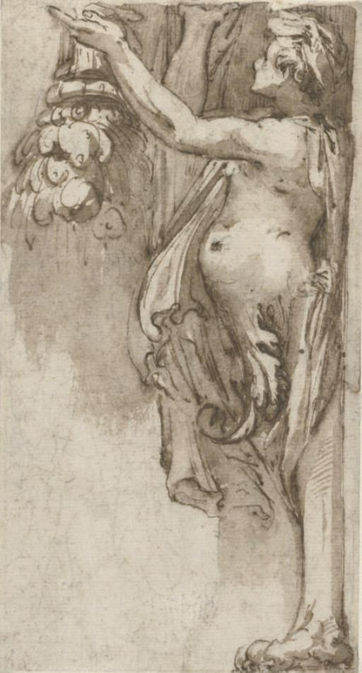 Raffaello Motta - Une cariatide, de profil vers la droite