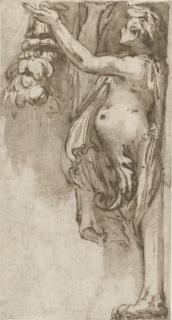 Raffaello Motta - Une cariatide, de profil vers la droite