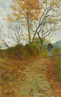 Raffaello Sorbi - Paesaggio con contadina