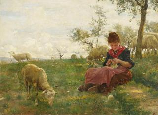 Raffaello Sorbi - The Knitting Shepherdess