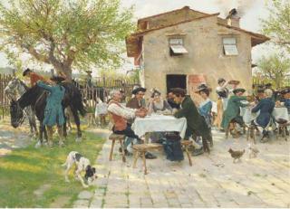 Raffaelo Sorbi - A sunlit osteria