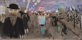 Ragnar Sandberg - Cityscape with tram and people