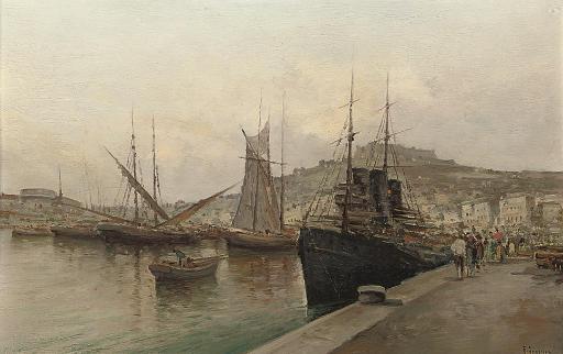 Raimondo Scoppa - On the quay, Naples