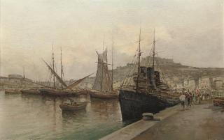 Raimondo Scoppa - On the quay, Naples