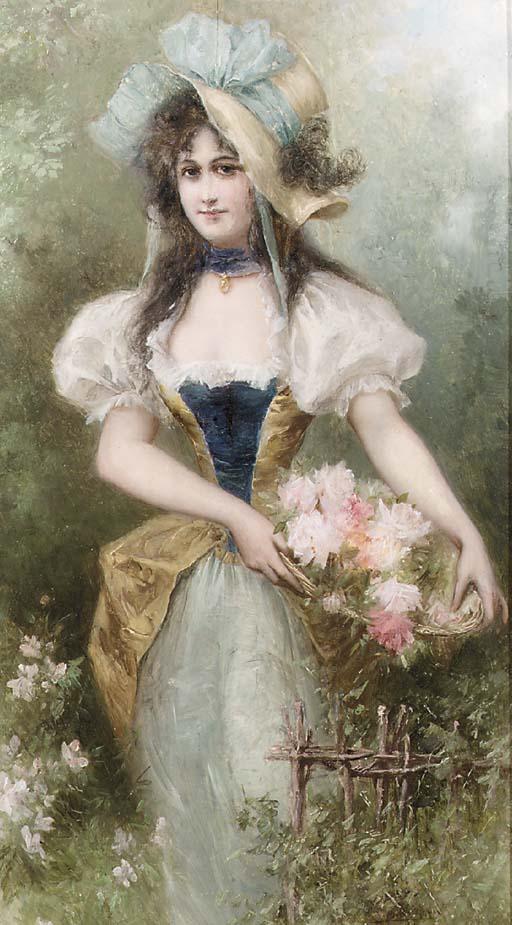 Raimund Ritter Von Brennerstein Wichera - A beauty with roses in a basket