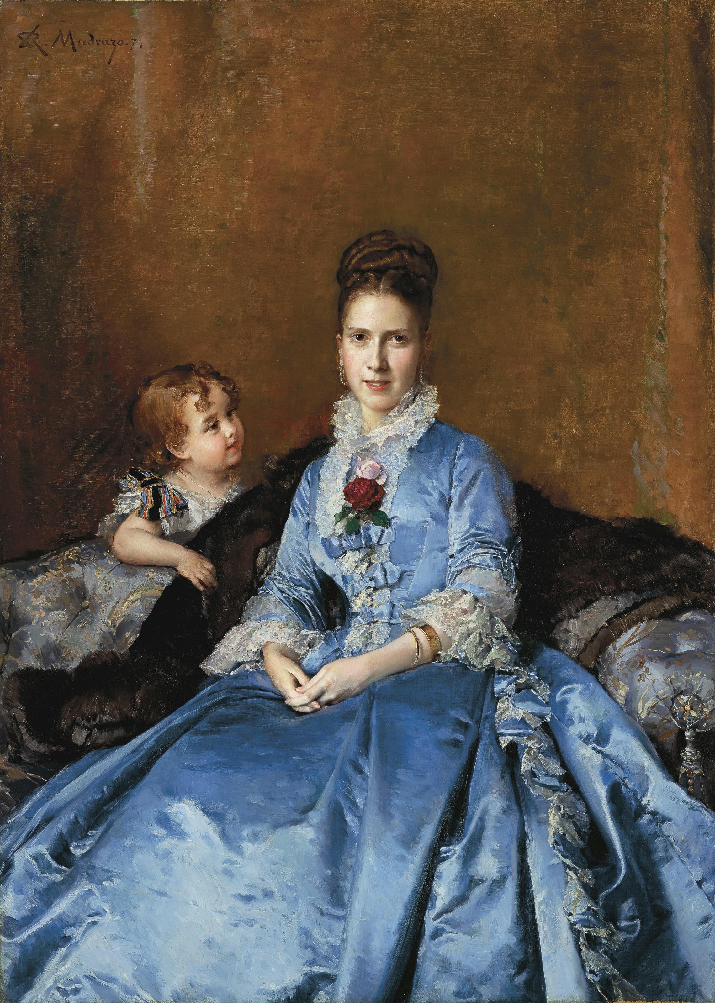 Raimundo De Madrazo Y Garreta - Portrait Of Señora Clotilde De Cándamo And Her Son Carlos