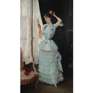Raimundo De Madrazo Y Garreta - Spanish aline Con Tocado De Flores (Aline At Her Toilette)