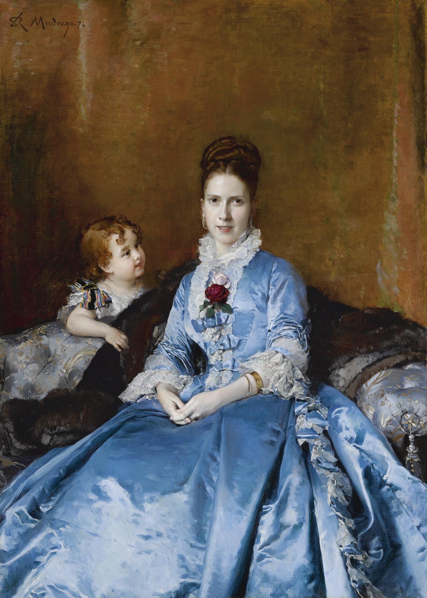Raimundo De Madrazo Y Garreta - Spanish Portrait Of Mrs. Clotilde De Cándamo And Her Son Carlos 