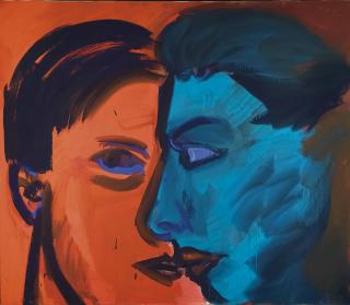 Rainer Fetting - Kuss blau-rot
