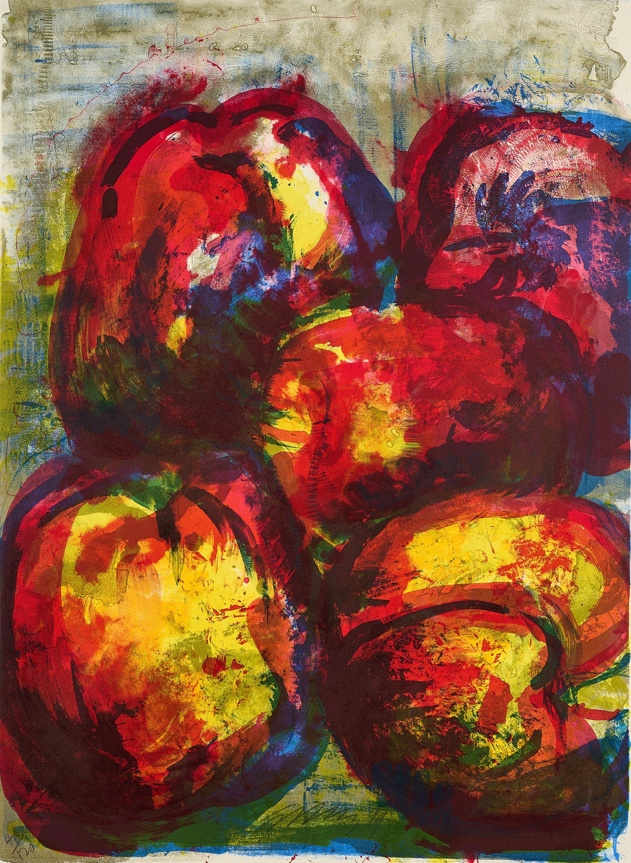 Rainer Fetting - Stillleben mit Äpfeln.