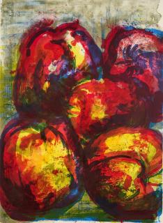 Rainer Fetting - Stillleben mit Äpfeln.