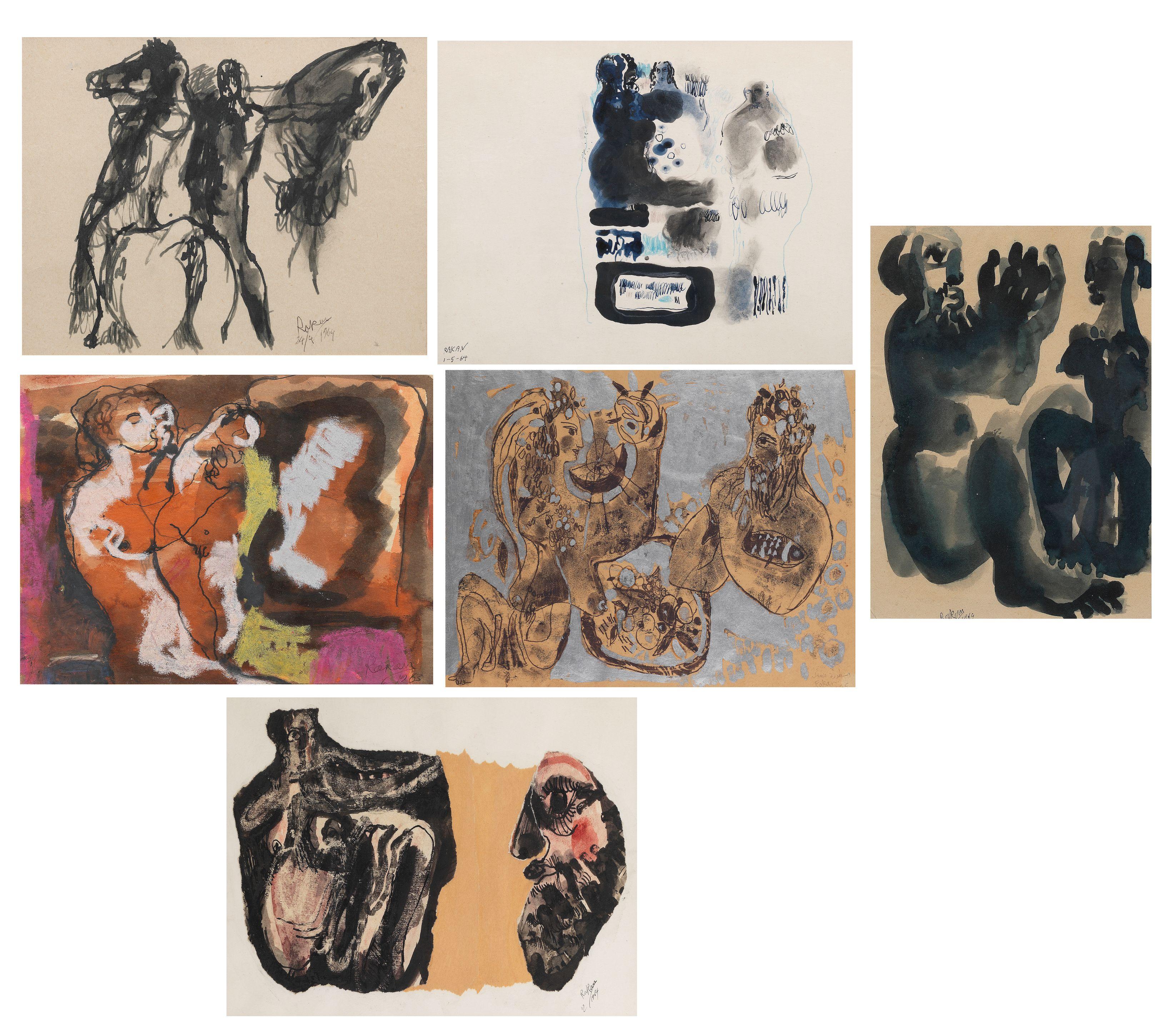 Rakan Dabdoub - Untitled (Human Forms) circa 28 x 40 cm each