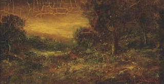 Ralph Albert Blakelock - A Wooded Landscape With A Figure On A Path