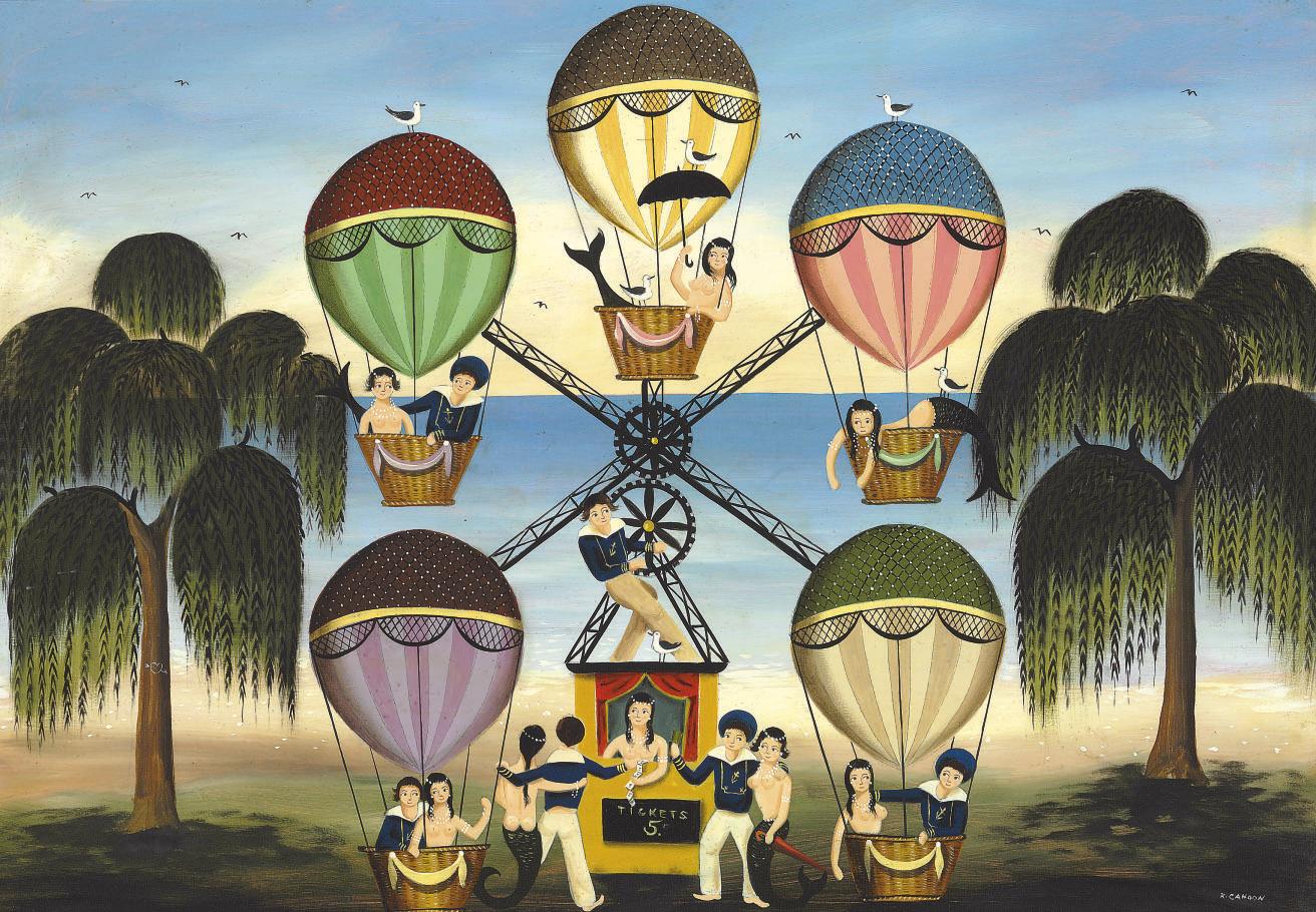 Ralph Cahoon - Mermaids and Sailors in a Hot Air Balloon Ferris Wheel