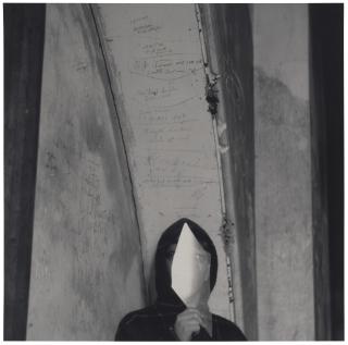 Ralph Eugene Meatyard - Untitled (Boy Holding Shard Of Glass Before Face), 1966