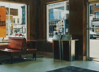 Ralph Goings - Interior With Trash Cans