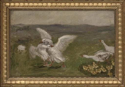 Ralph Hedley - A protective mother goose