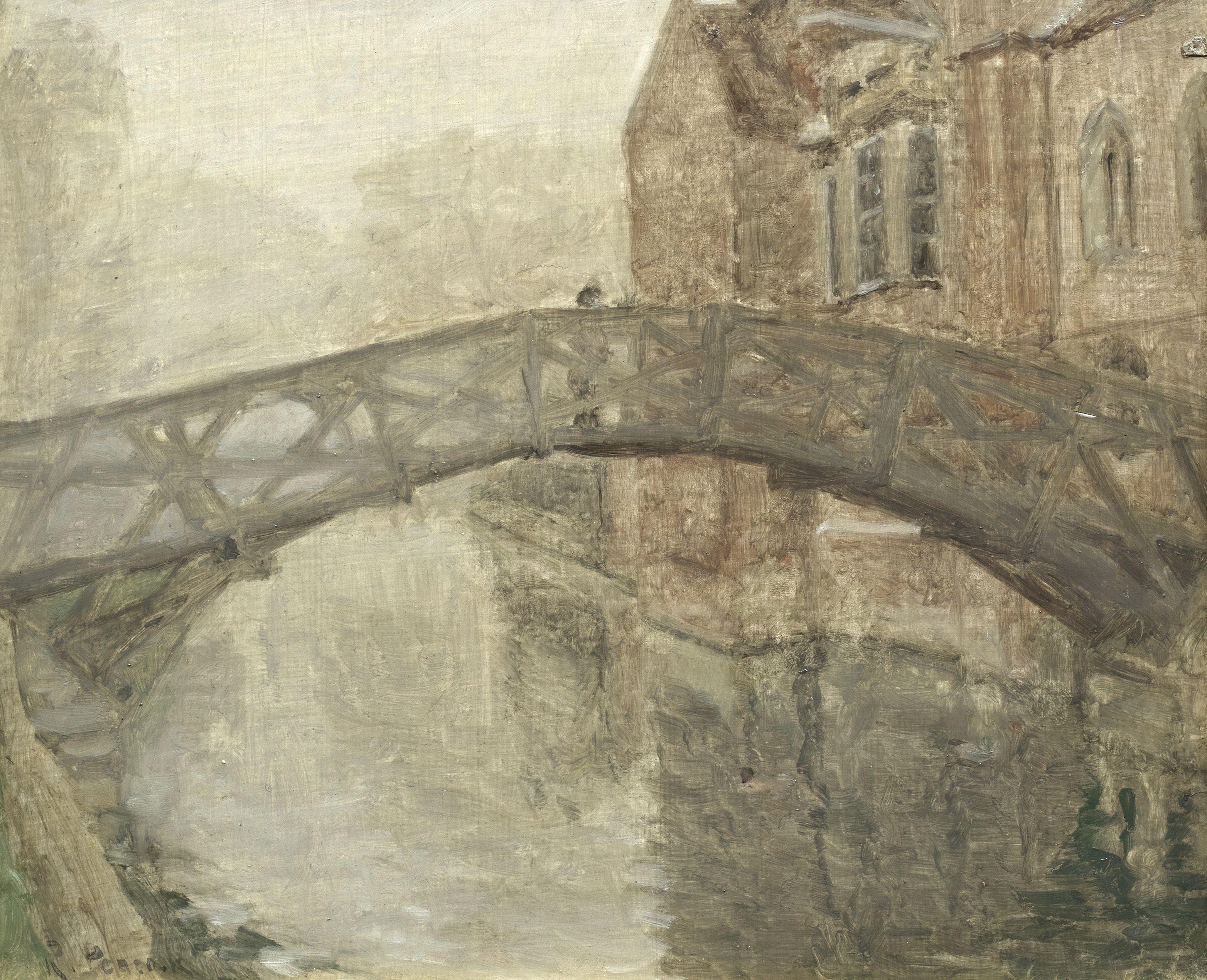 Ralph Peacock - Misty Morning On The Cam, The Mathematical Bridge, Queen\'S College, Cambridge