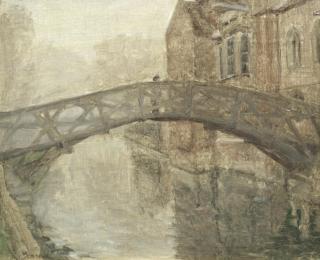 Ralph Peacock - Misty Morning On The Cam, The Mathematical Bridge, Queen\'S College, Cambridge