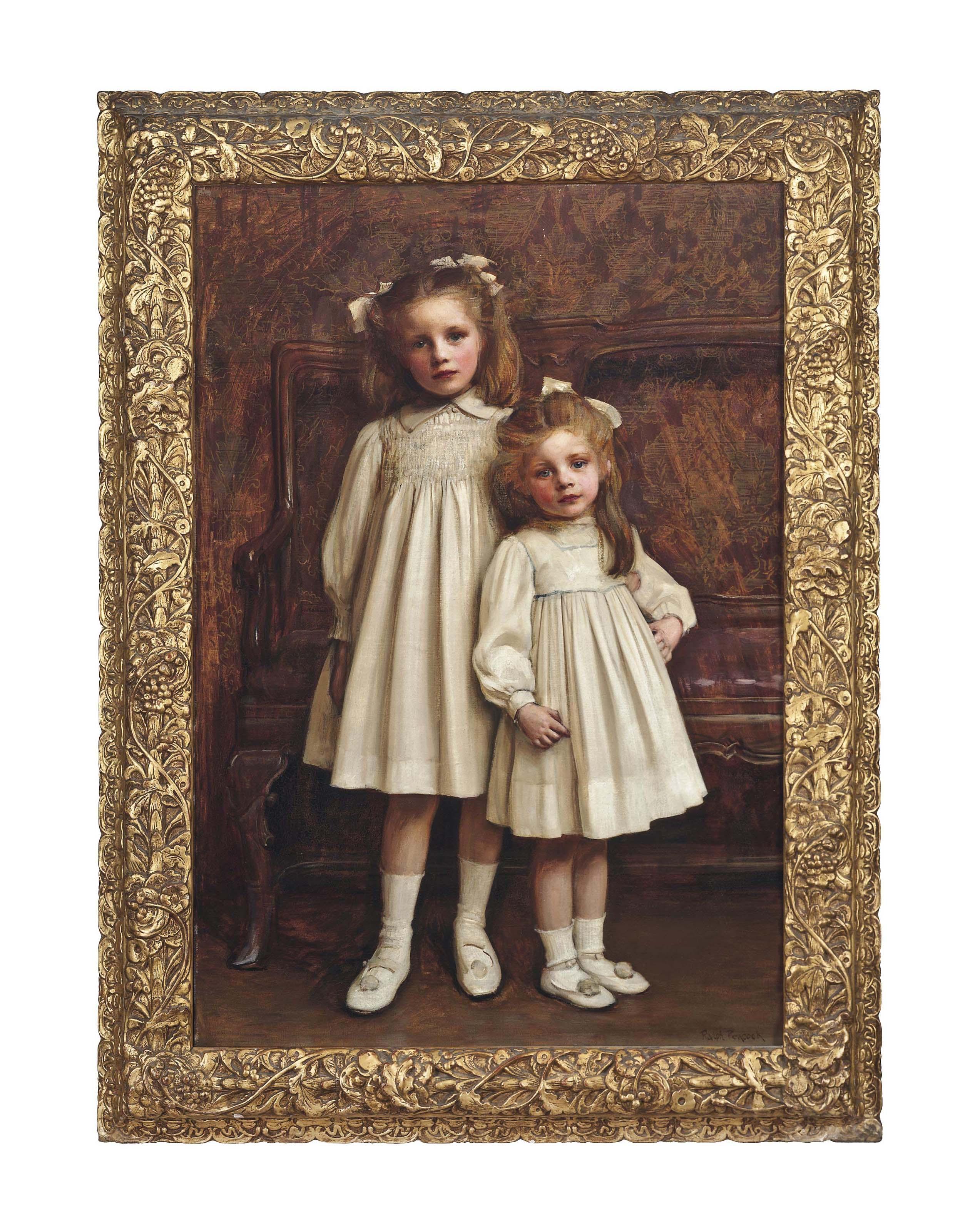 Ralph Peacock - Portrait of Irene and Helen, full-length, in white dresses