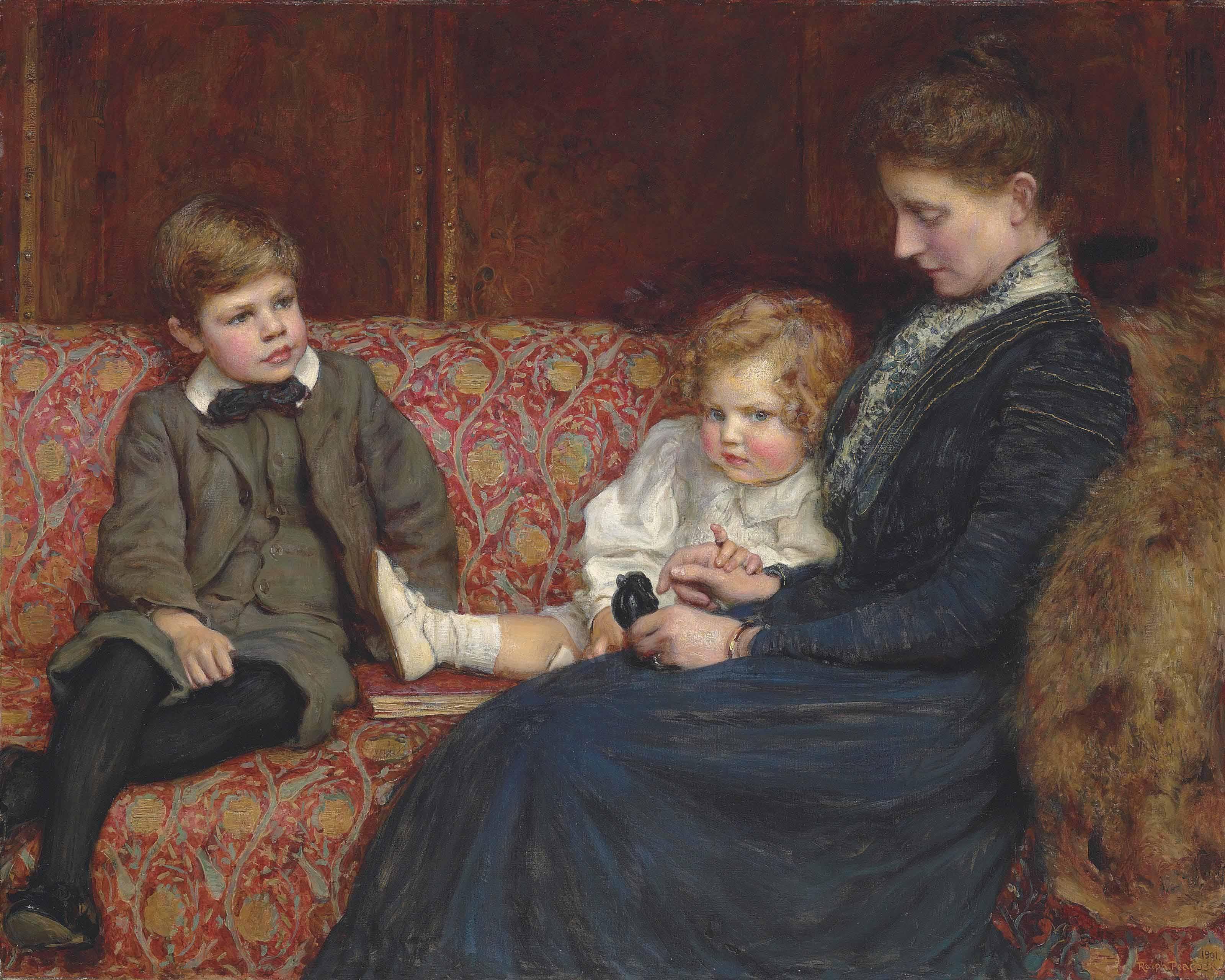 Ralph Peacock - Portrait Of Mrs Evelyn Mary Agnew, Neé Naylor, Wife Of (Charles) Morland Agnew (1855-1931), With Two Of Their Children