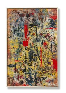 Ralph Rumney - Tachiste Painting - Red, White, Blue