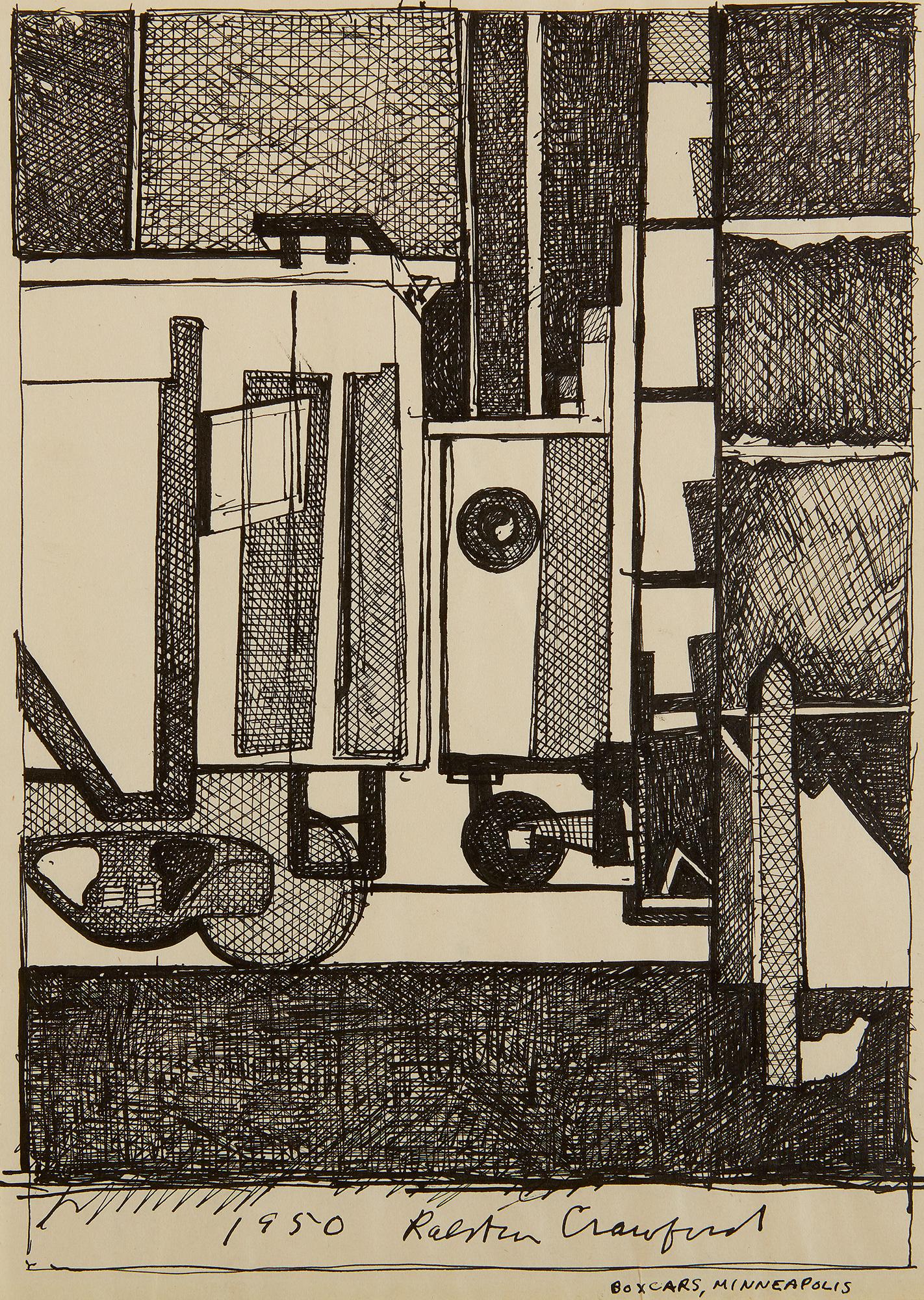 Ralston Crawford - Boxcars, Minneapolis