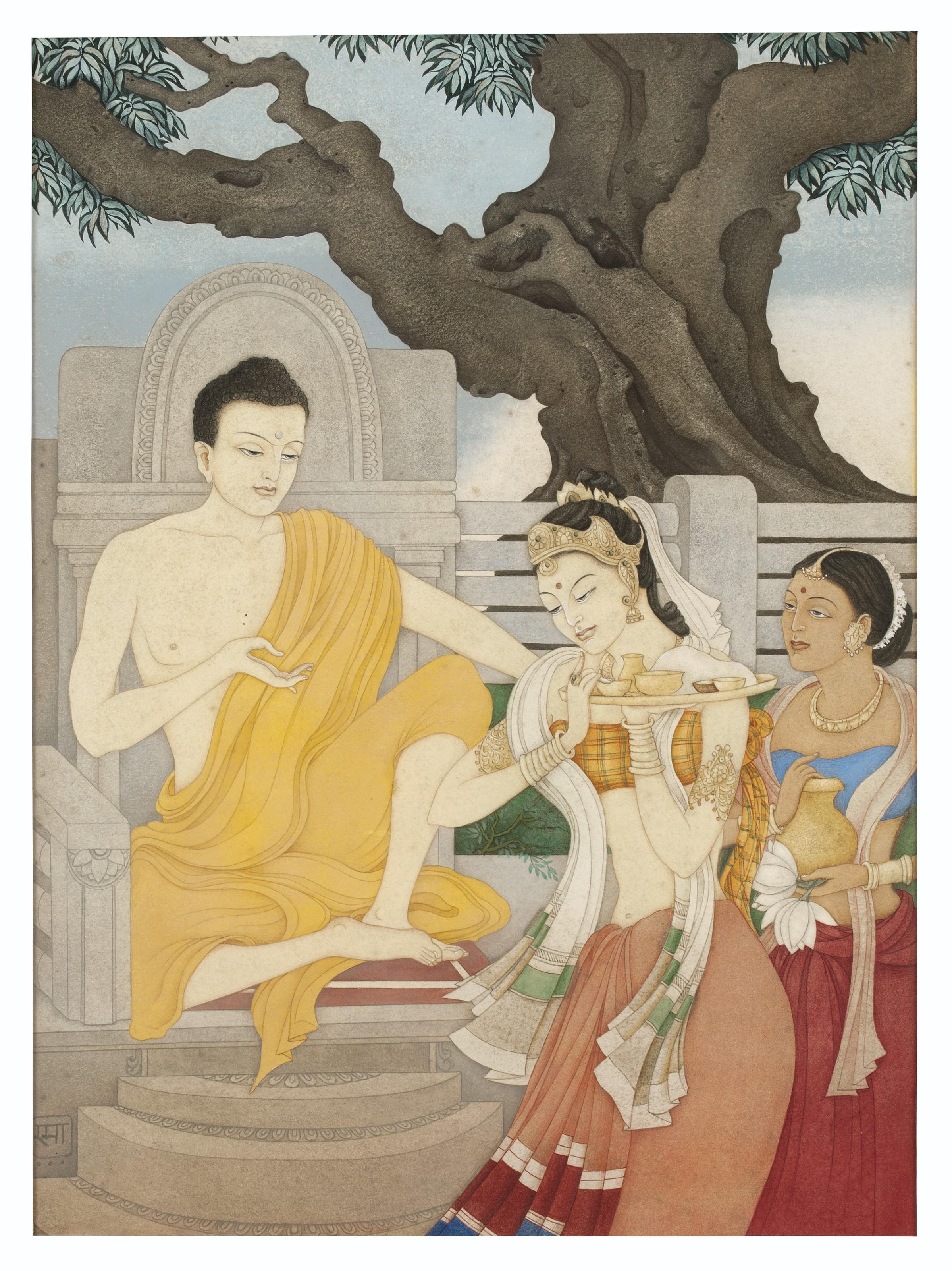 Rama Mukherji - Untitled (Buddha with Ambapali)