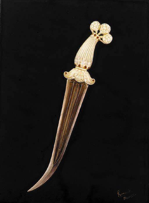 Ramesh Sharma - Mughal dagger with Jade foliated hilt
