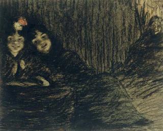 Ramón Pichot Girones - Dos jóvenes y su dueña (Two girls and their dueña)