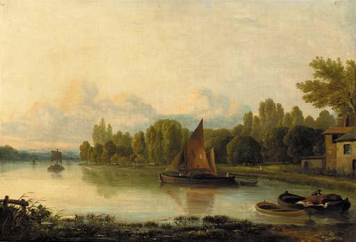 Ramsay Richard Reinagle, R.A. - Boats on a tranquil river