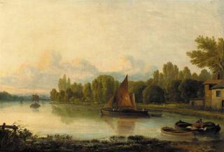 Ramsay Richard Reinagle, R.A. - Boats on a tranquil river