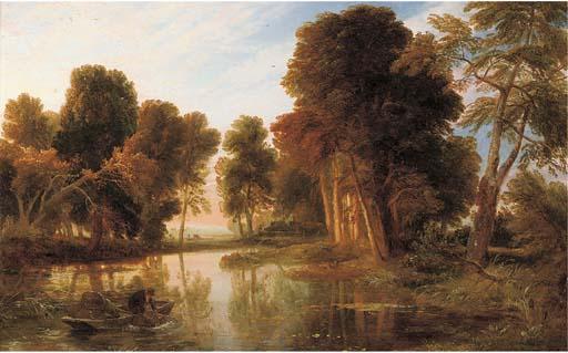 Ramsey Richard Reinagle, R.A. - A fisherman laying creels in a river