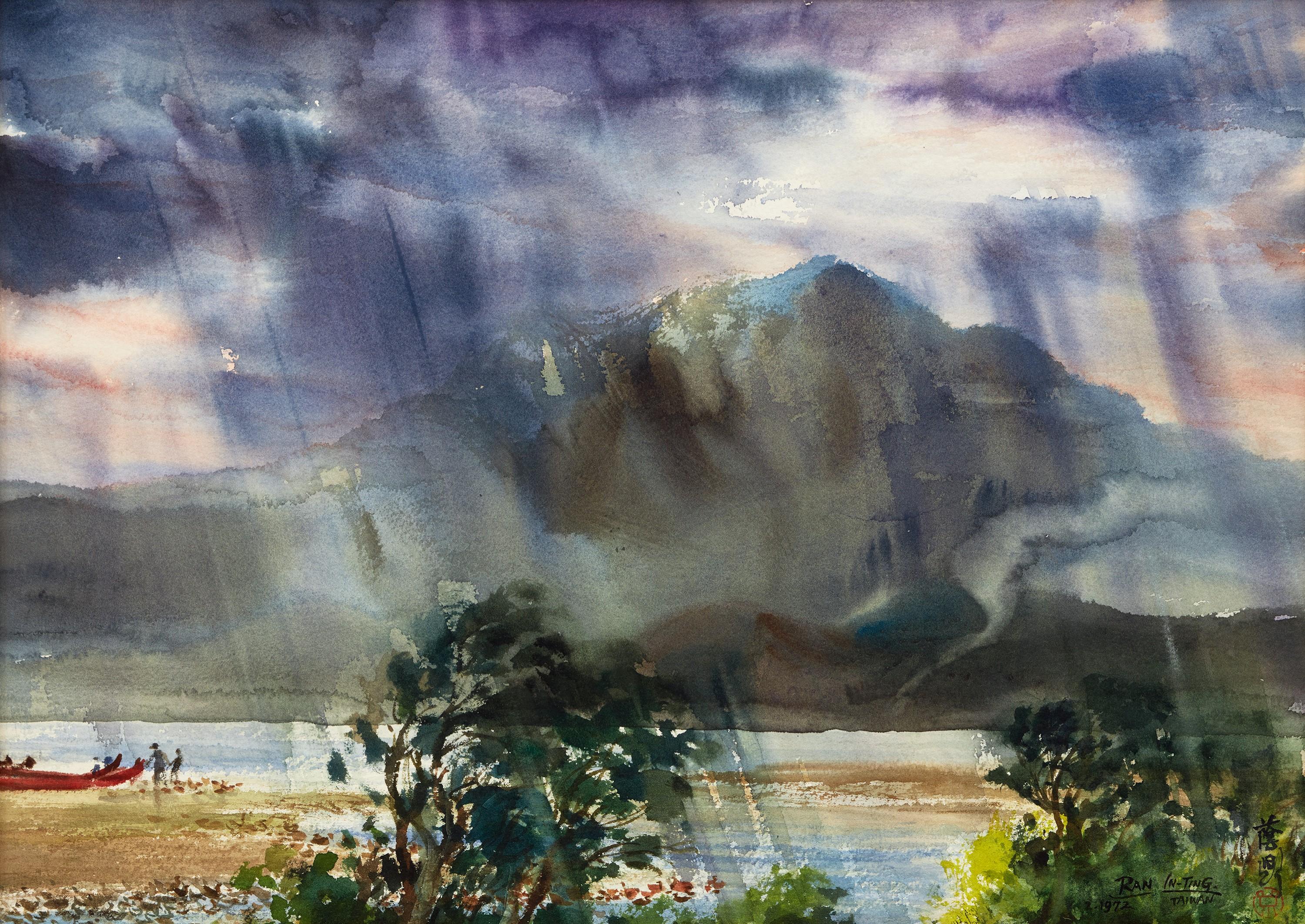 Ran In-Ting - A Sudden Rain At Tamsui River(Painted In 1972)