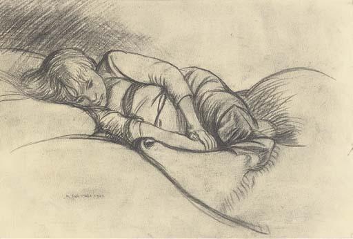 Randolph Schwabe - Child resting; and Three model studies