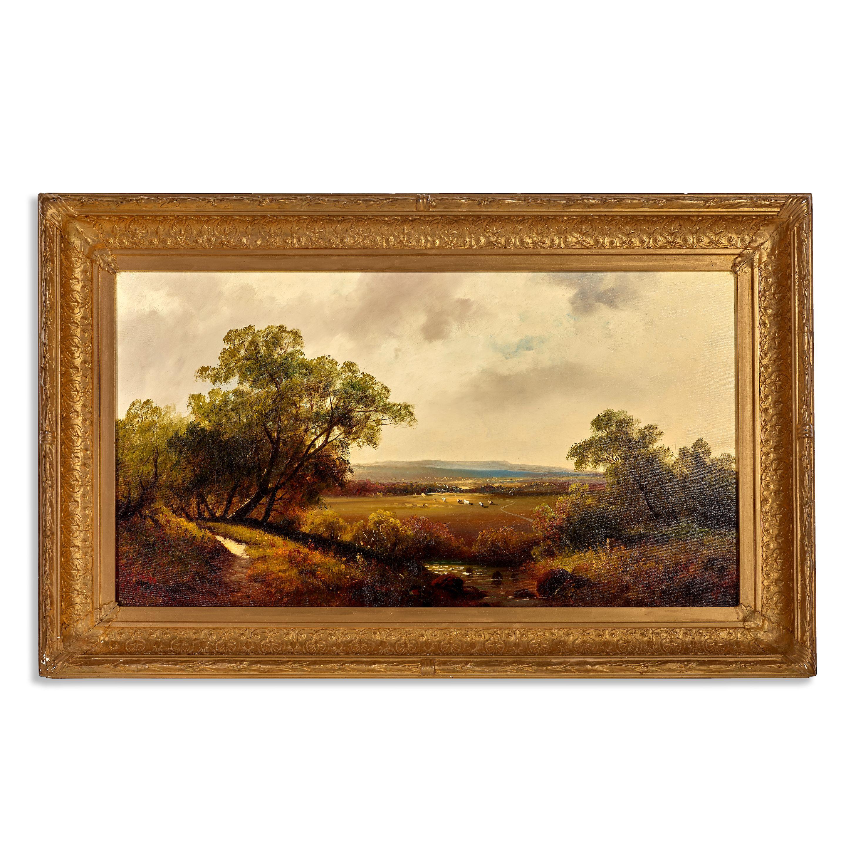 Ransome Gillet Holdredge - California Valley with Cows 20 x 36 in. framed 27 x 44 in.