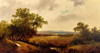 Ransome Gillet Holdredge - California Valley with Cows 20 x 36 in. framed 27 x 44 in.