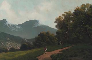 Ransome Gillet Holdredge - Indian Camp 16 x 24 in. framed 26 x 34 in.