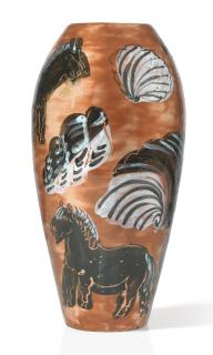 Raoul Dufy - Baigneurs, Poneys Et Coquillages Sur Fond Orange, 1926