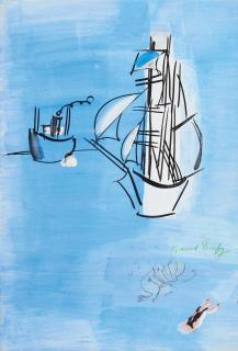 Raoul Dufy - Bateaux et baigneuse.