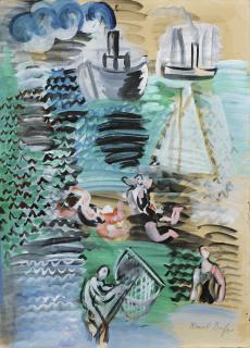 Raoul Dufy - Composition Marine, Baigneuses Et Pêcheur