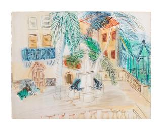 Raoul Dufy - Couple sur un banc, Place d\'Hyères